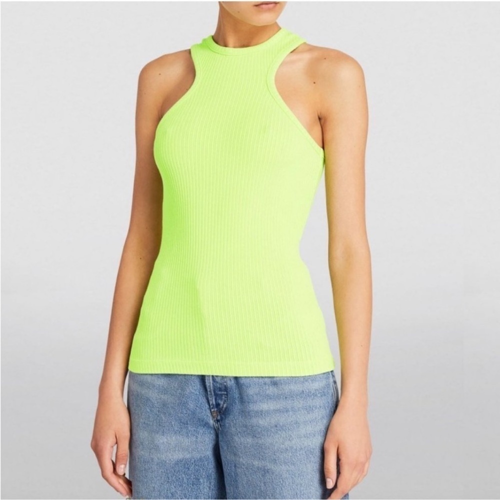 NWT AGOLDE Bea Cutaway Tank Top in Fuji Bright Pale Size Small Ribbed - Picture 3 of 13